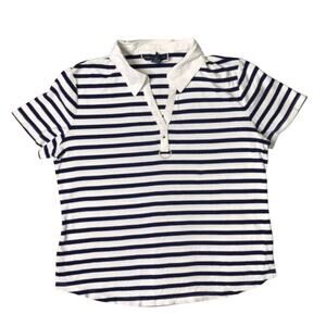 2/$20 Karen Scott blue and white stripe short sleeves v-neck tee shirt